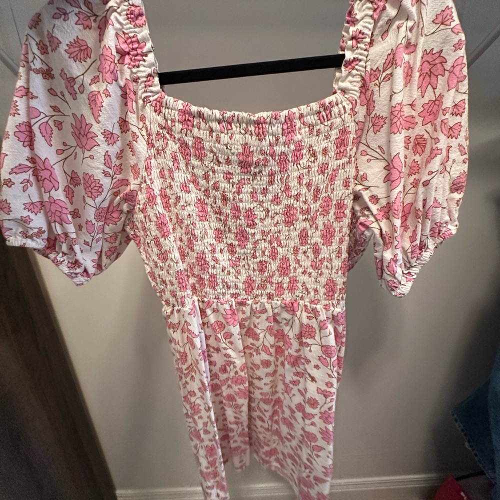 Pink Floral Smocked Dress